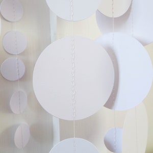 White paper garland, white paper decorations, circle paper garland, white wedding garland, white wedding backdrop, white wedding decorations image 4