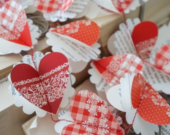 Ghirlanda di San Valentino, decorazione di San Valentino, ghirlanda di carta rossa, decorazione del cuore di San Valentino, decorazione per la casa di San Valentino, ghirlanda di carta vintage