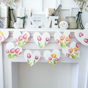 Tulip garland, tulip gifts, tulip decorations, spring decorations, spring garland, spring banner, mothers day decor, mothers day garland image 1