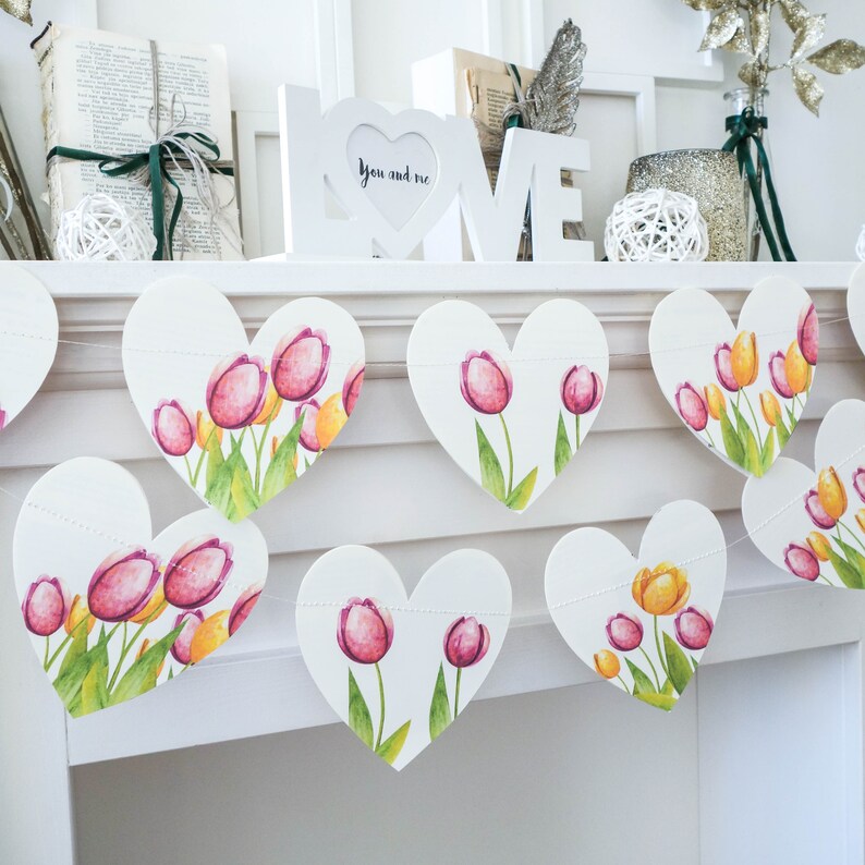 Tulip garland, tulip gifts, tulip decorations, spring decorations, spring garland, spring banner, mothers day decor, mothers day garland image 2
