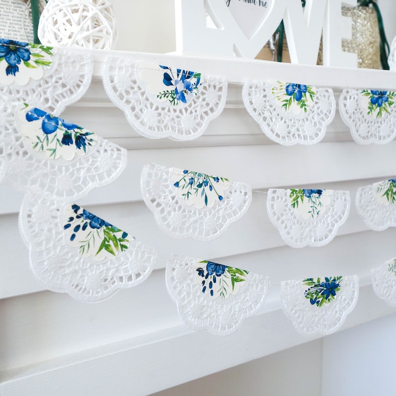 Blue Flower Garland Rustic Wedding Garland Blue Wedding Etsy