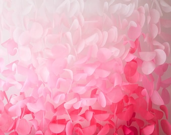 Pink backdrop, white backdrop, pink wedding backdrop, pink ombre backdrop, pink ombre garland, pink baby shower backdrop, pink nursery decor