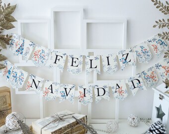 Feliz navidad banner, feliz navidad garland, Christmas door banner, Christmas mantel banner, christmas banner, Merry Christmas garland