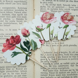 Peony Cupcake Toppers: Floral Party Decorations