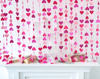 Pink garland, pink heart garland, pink birthday garland, pink decorations, pink wedding decor, baby shower decorations, valentines decor
