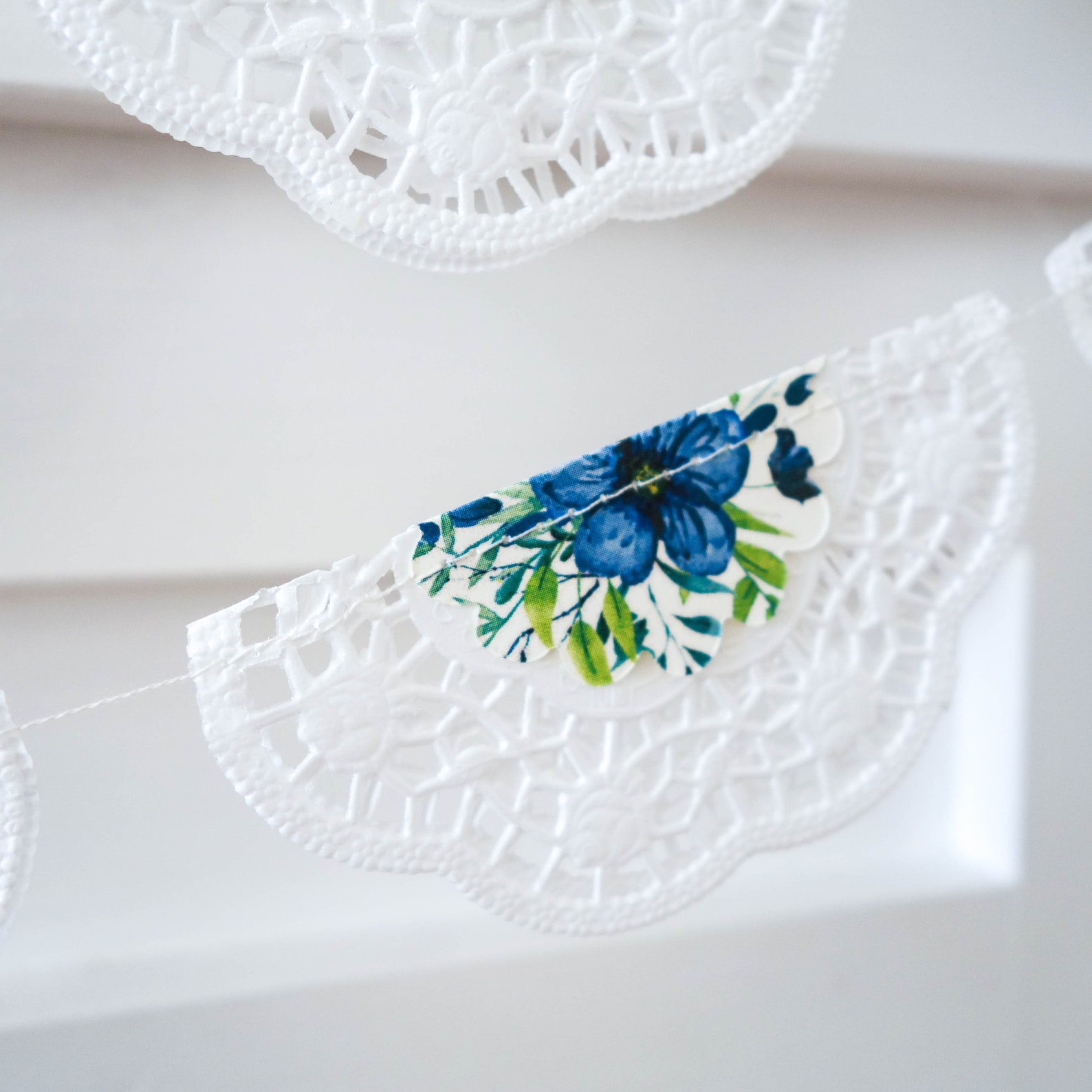 Blue Flower Garland Rustic Wedding Garland Blue Wedding Etsy