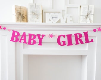 Baby girl banner, girl birthday banner, girl nursery decorations, girl baptism decorations, girl party banner, girl banner, pink banner