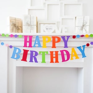 Happy Birthday Banner, Regenbogen Geburtstagsbanner, Regenbogen Banner, Happy Birthday Girlande, Regenbogen Geburtstagsdekoration, Kinderzimmer Dekoration