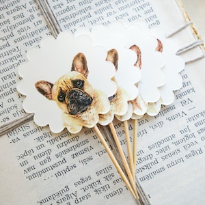 Decorazioni per cupcake a tema bulldog francese, decorazioni per feste a tema bulldog francese, decorazioni per cani, decorazioni per feste a tema cane, regali a tema bulldog francese, decorazioni a tema bulldog