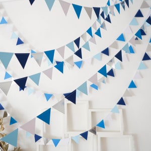 Blue Pennant Garland: Wedding, Birthday, Baby Shower Decorations