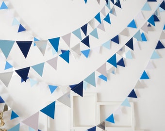 Blue wedding decorations, blue wedding banner, blue birthday garland, blue baby shower decorations, blue pennant garland, blue decorations