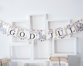 God jul banner, Scandinavian Christmas decorations, god jul garland, Swedish garland, Scandinavian christmas banner, god jul bunting