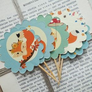 Decorazioni per cupcake a forma di volpe, decorazioni per feste a forma di volpe, stuzzichini per feste a forma di volpe, decorazioni per compleanni a tema bosco, decorazioni per feste a forma di volpe, decorazioni da tavolo a tema bosco