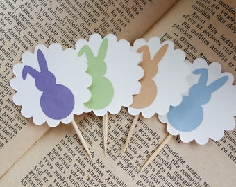 Easter cupcake toppers, bunny cupcake toppers, rabbit cupcake toppers, easter party decorations, Easter table decor, easter decorations