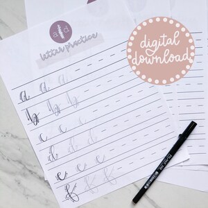 Digital Calligraphy Letter Practice (lowercase)