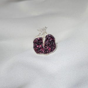 Wine Diamond | Jewelry from wine | 925 Sterling Silver and Wine Crystal Pomegranate Ring| Handmade Ring | Unique Jewelry Gift | luxury gift