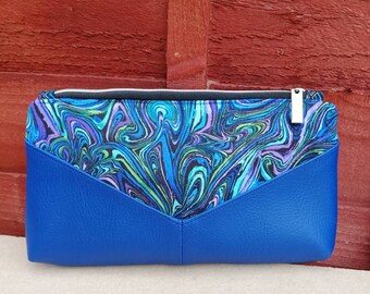 Square Leather Belt Pouch Purse Bag Hand Made LARP Rainbow Harlequin