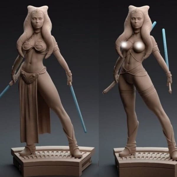Azock Slave fan art Figure 3D 12k PRINTED resin model kit UNPAINTED UNASSEMBLED  sci fi, pin up, female  fantasy lovely  gk star  togruta