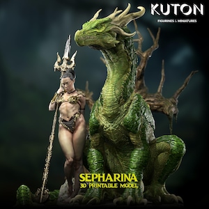Sepharina  fan art 3D 16k PRINTED resin model kit UNPAINTED UNASSEMBLED  sci fi, pin up, female fantasy lovely  gk Kuton warrior dragon
