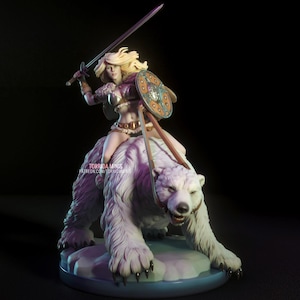 Hilde 3D 14k gedrucktes harz modell Bausatz unbemalt unmontiert sci fi, Pin-up, weibliche Fantasie schöne GK Fantasy Hexe Krieger Bär