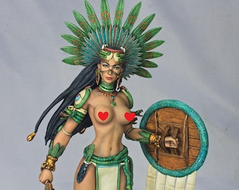 Kit de modelo de resina 3D de la diosa guerrera azteca Coyolxauhqui (sin pintar ni ensamblar)