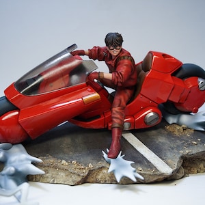 Cyberpunk Biker Fan art  3D 12k PRINTED resin model kit UNPAINTED, UNASSEMBLED sci fi, post apocalyptic anime Japanese Future bike red