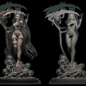 Necro Witch  3D 14k PRINTED resin model kit UNPAINTED UNASSEMBLED  sci fi, pin up, female fantasy lovely  gk gothic dark succubus