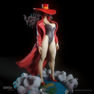 Carmen Sandiego Fan Art, 3D gedruckter Resin Model Kit (unbemalt, nicht zusammengebaut)
