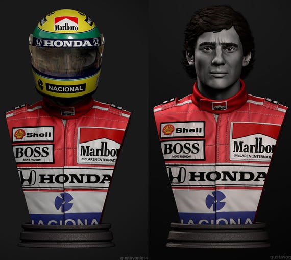 Ayrton Senna F1 Figure Model Kit, Unpainted Resin 3D Print (1/64-1
