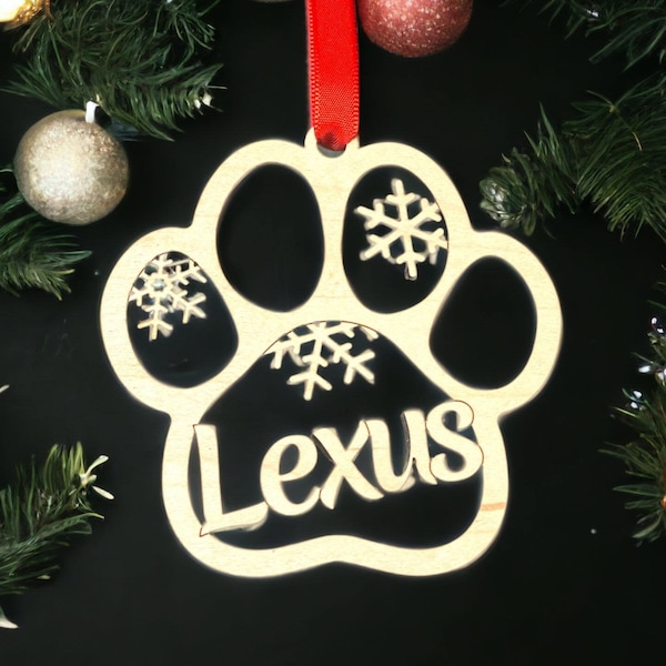 Custom Personalized Dog Name Bone Paw Print Pet Holiday Christmas Bauble Gift Holiday Ornament