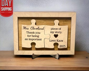 Teacher Appreciation Gift, Personalized puzzle Sign, Teacher Gift, A Thank You Gift from Student, End of Year Gift