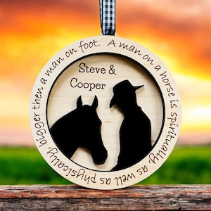 Wood Custom Personalized Western Horse Cowboy 2024 Holiday Christmas Ornament Gift Holiday
