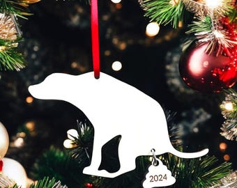 レーザー彫刻された木製のうんち犬ホリデークリスマスツリー2024ボーブルギフトホリデーオーナメント