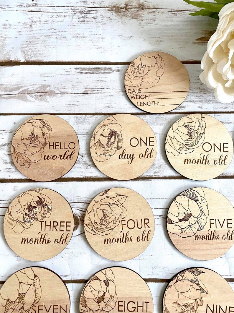 Baby's Laser Cut 15 Each Wooden Milestone Cards Milestone | Etsy