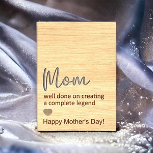 Mom Engraved Wood Mothers Day Card Mothers Day Gift Card for Mom Birthday Card Personalized Gifts for Mom Custom Greeting Card