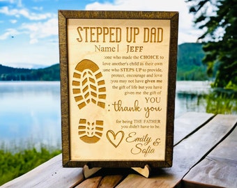 Personalized Happy Fathers Day Custom Stepdad Sign Dad Gift from Son Daughter Stepped Up Sign