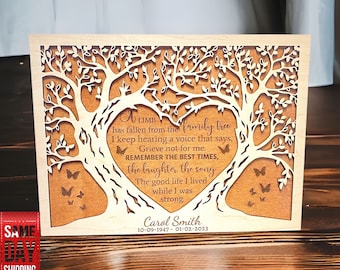 Wood Memorial Plaque Gift - Personalized Bereavement Gift, Sympathy Gift, Custom Memorial Wall Decor, Loss of Loved One Gift, In Memory Gift