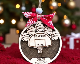 Personalized Basketball Christmas Ornament Team Coach Gift 2026 5-10 Players