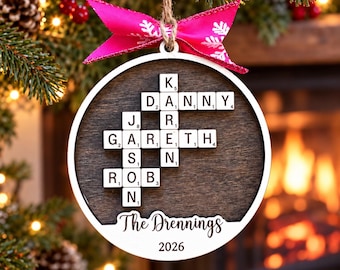 Personalized Scrabble Ornament, Family Name Christmas Ornament, Custom Scrabble Tile Ornament, Family Christmas Gift 2026