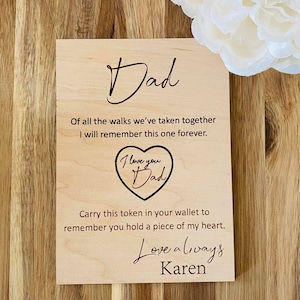 Envoyer un câlin de papa personnalisé au laser gravé en bois FÊTE DES PÈRES HUG Jeton Caring Gift Card Pocket Hug Personnalisé