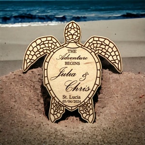 Imán para guardar la fecha con forma de tortuga marina de playa, recuerdo de boda, imán para recuerdo de boda, imán para recuerdo de boda, imán para recuerdo náutico