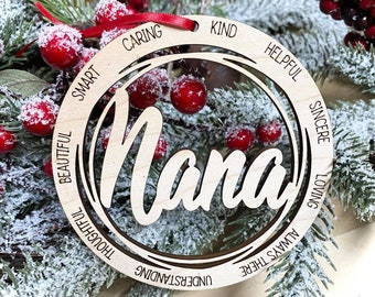 レーザー彫刻木製ホリデークリスマスツリーNANAボールギフトオーナメント