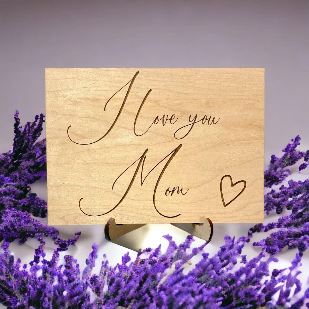 I Love You Mom Wood Mothers Day Card Mothers Day Gift Card for Mom ...