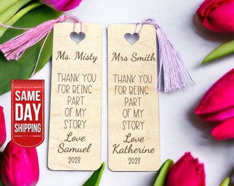 Teacher Appreciation Gift, Personalized Bookmarker, Teacher Gift, A Thank You Gift from Student, End of Year Gift