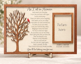Wood Cardinal Memorial Plaque Memorial Wood Plaque With Stand Remembrance Gift As I Sit In Heaven Memorial Wood Plaque