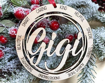 レーザー彫刻木製ホリデークリスマスツリー GIGI 2024 ホリデーボーブルギフトオーナメント