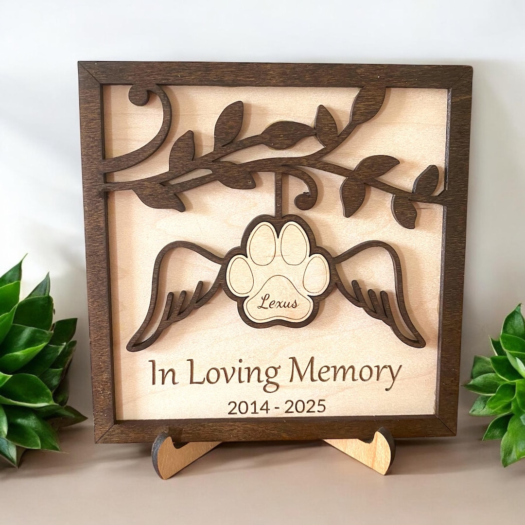 Personalized Dog Memorial Angel Wings Sign – Pet Loss Sympathy Gift ...