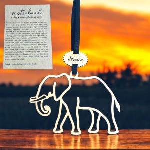 Personalized elephant friendship ornament, Circle of sisterhood gift for Sister Mom daughter best friends and The Tribe, Weddings