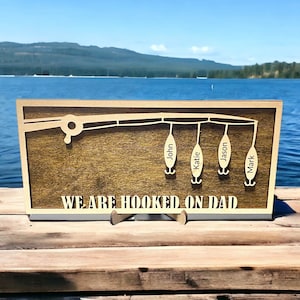 Personalized Gift for DAD, Father&#39;s Day Gift Plaque, Hooked on DAD Fishing Lures, For The Fisherman Gift