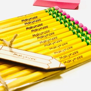 Personalized Custom Engraved Back to School Pencils 6 or 12 pack.